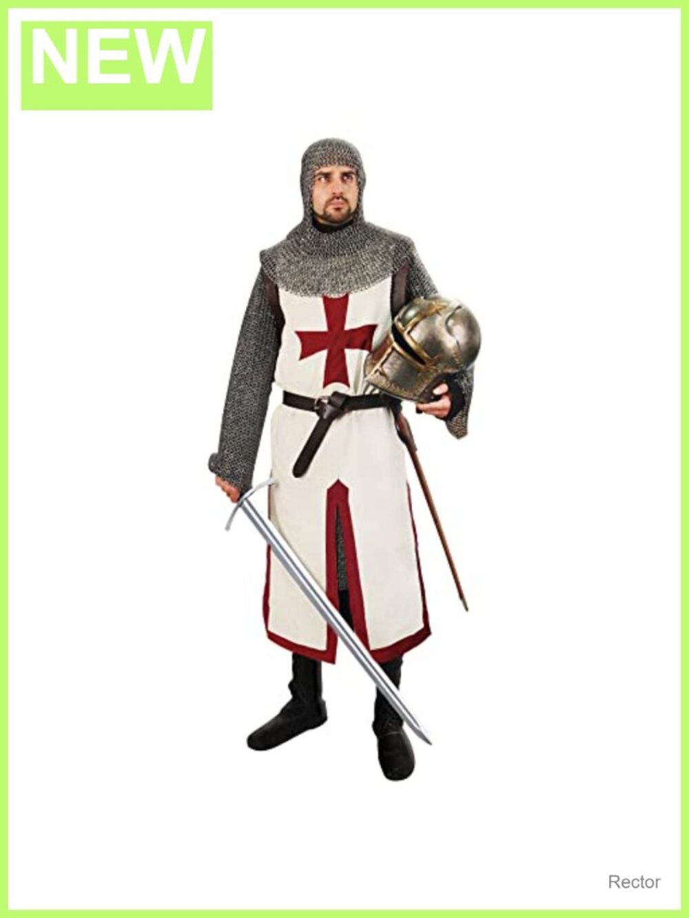 Mens Crusader Tunic with Belt Medieval Knight Costume Ren Faire